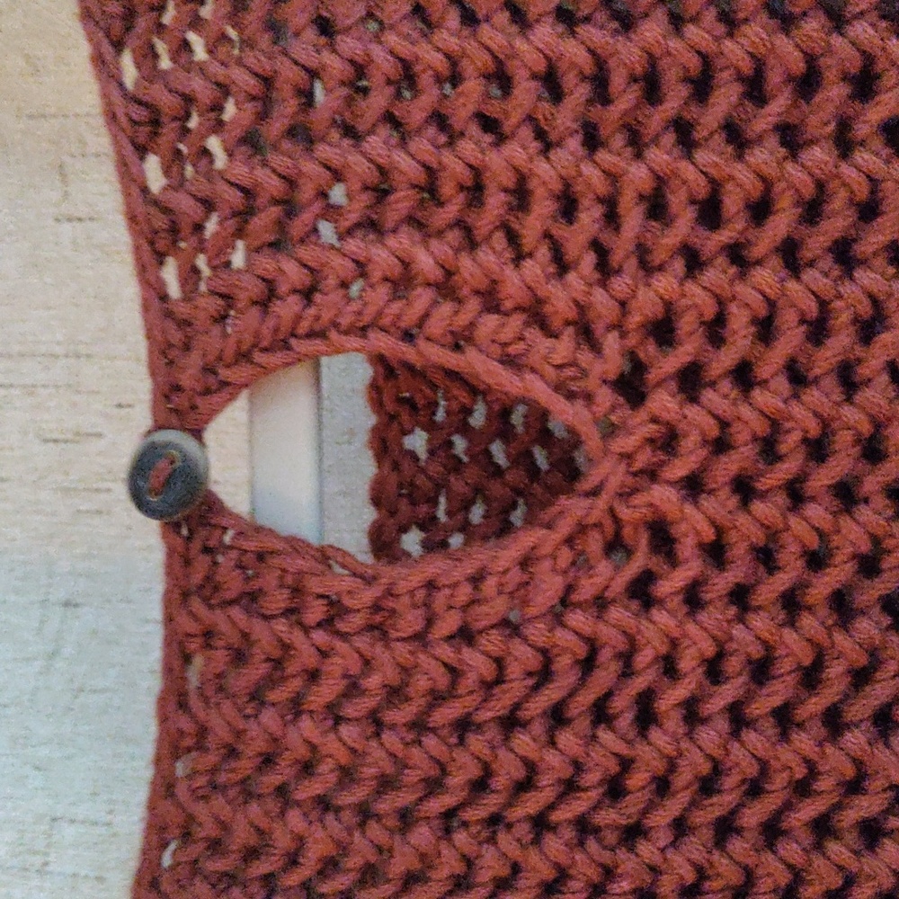 Misha & Puff Women's Soft, Cotton Net Knit Sweater - Rust Brown - Picture 7 of 12